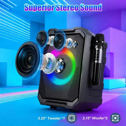 Portable Wireless Party Speaker with LED Light and Mics
